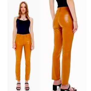 MOTHER DENIM NWOT THE MID RISE DAZZLER SOFT FAUX LEATHER ANKLE CASHEW SIZE 29